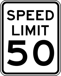 Speedlimit Schild in den USA mit Aufschrift Speed Limit 50